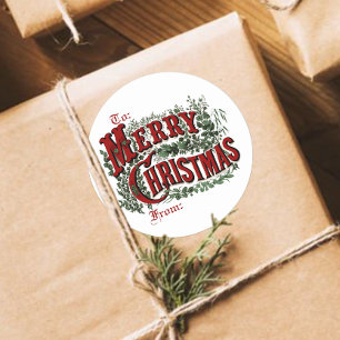Classic Merry Christmas Gift Tag Stickers