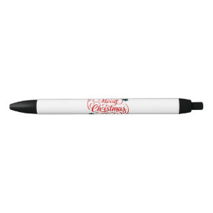 Classic Merry Christmas Holly Berry Holiday Art Black Ink Pen