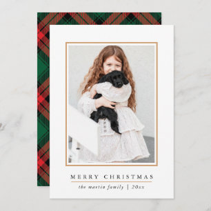 Classic Merry Christmas Red Plaid Print Holiday Ca