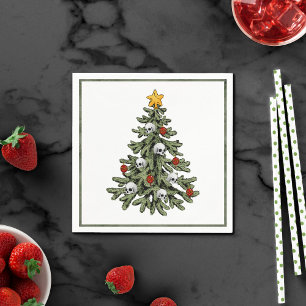 Classic Merry Christmas   Rich Crimson Red Tree Napkin