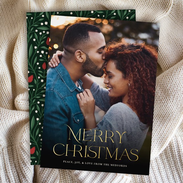 Classic Merry Christmas Text Floral Back | Photo (Creator Uploaded)