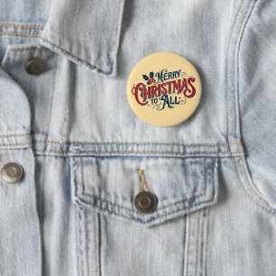 Classic Merry Christmas to All Festive Holiday Art 6 Cm Round Badge