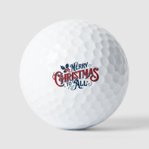 Classic Merry Christmas to All Festive Holiday Art Golf Balls