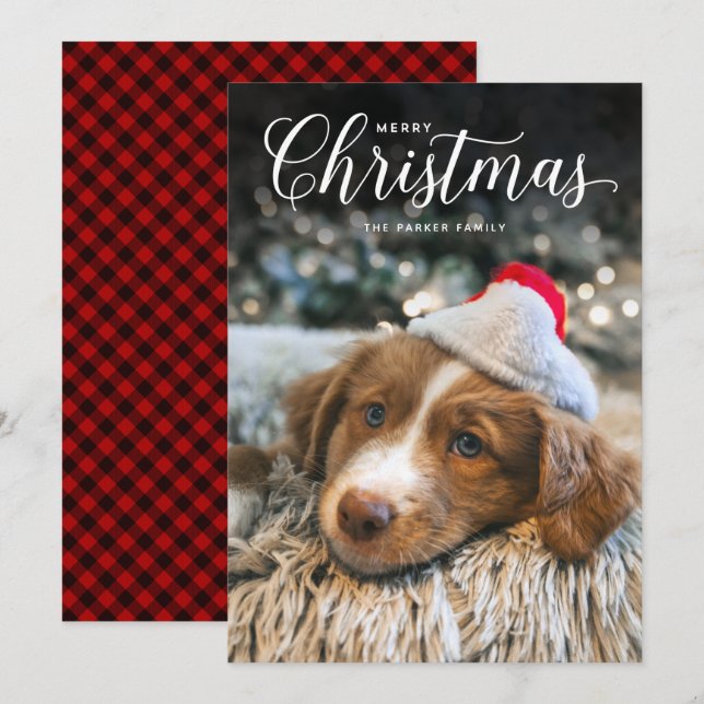 Classic Merry Christmas Type Photo Card (Front/Back)