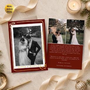 Classic Merry & Married Burgundy 3 Photo Christmas