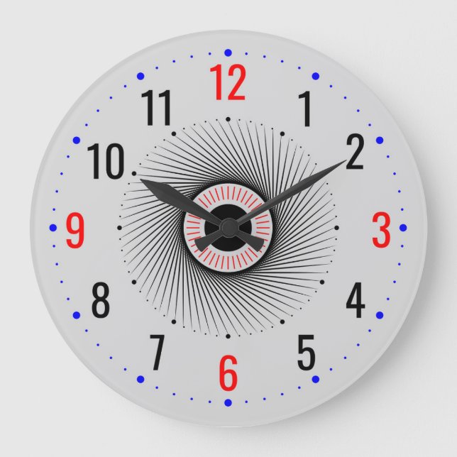 Classic Metallic Grey Colour - Unusual Grey Large Clock (Front)