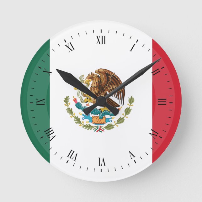 Classic Mexican Flag Round Clock (Front)