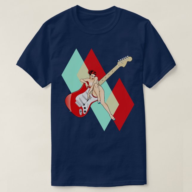 Classic Mid Century Design PinUp Girl and Electric T-Shirt (Design Front)