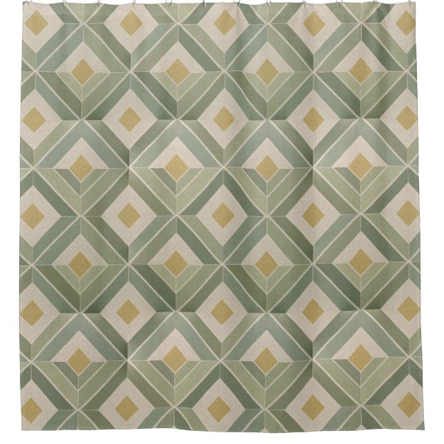 Classic Mid-Century Geometric Diamond  Shower Curtain (Front)