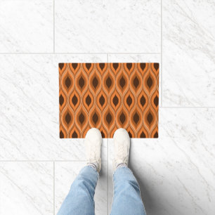 Classic Mid century Orange and Brown Ogee Pattern  Doormat