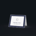 Classic Midnight Blue and White | Bar Mitzvah Thank You Card<br><div class="desc">These simple and modern Bar Mitzvah or Bat Mitzvah thank you cards feature a dark blue border,  with elegant matching text and a silver star of David.</div>
