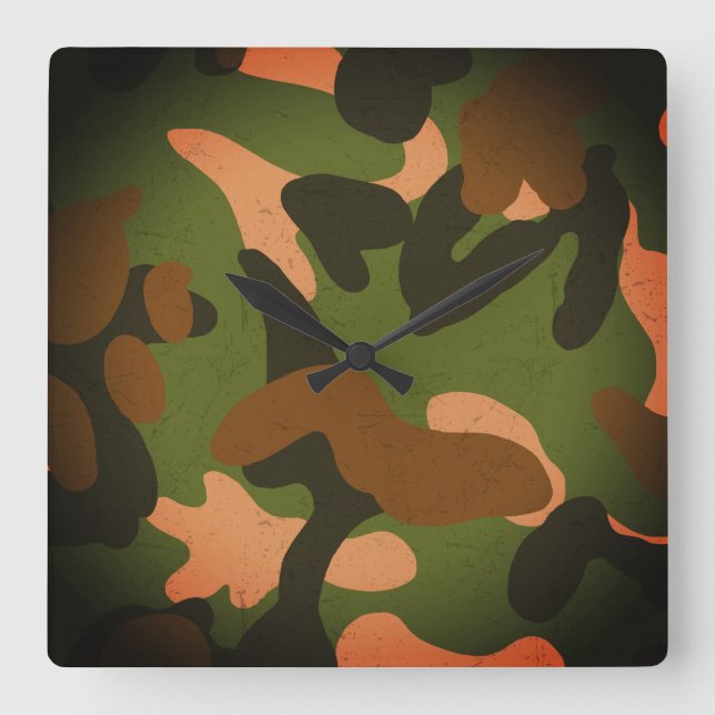 Classic Military Camo Pattern Square Wall Clock (Front)