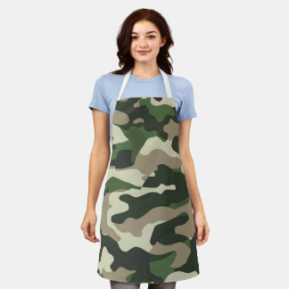 Classic Military Camouflage Pattern in Earth Tones Apron