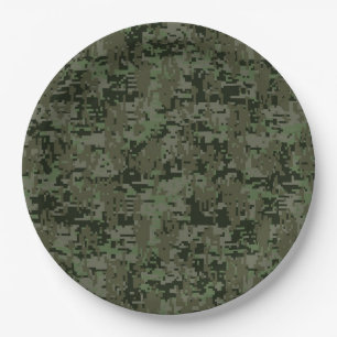 Classic Military Digital Camo Pattern Paper Plate