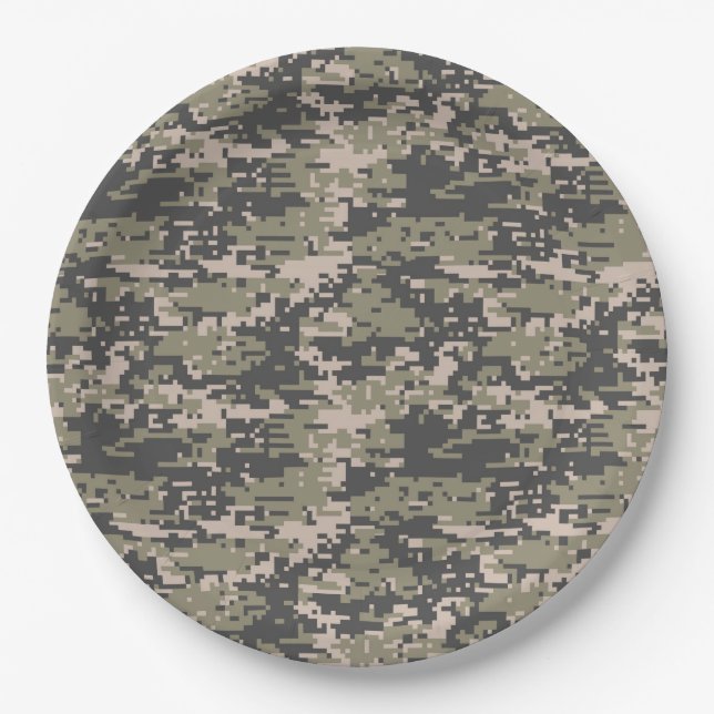 Classic Military Digital Camo Pattern Paper Plate (Front)