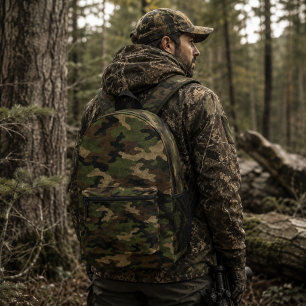 Classic Military Woodland Camouflage Pattern Printed Backpack