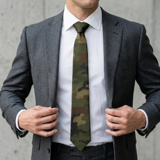 Classic Military Woodland Camouflage Pattern Tie