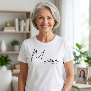 Classic Mimi EST Year Simple Family Script T-Shirt