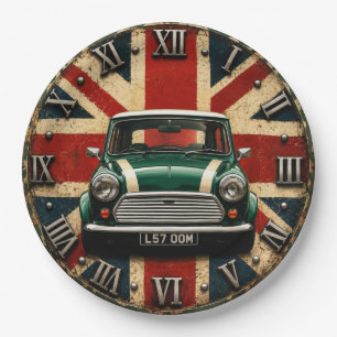 Classic Mini Cooper Union Jack British Vintage Car Paper Plate