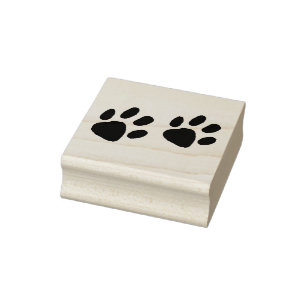 Classic Minimal Animal Paw Prints Silhouette Rubber Stamp