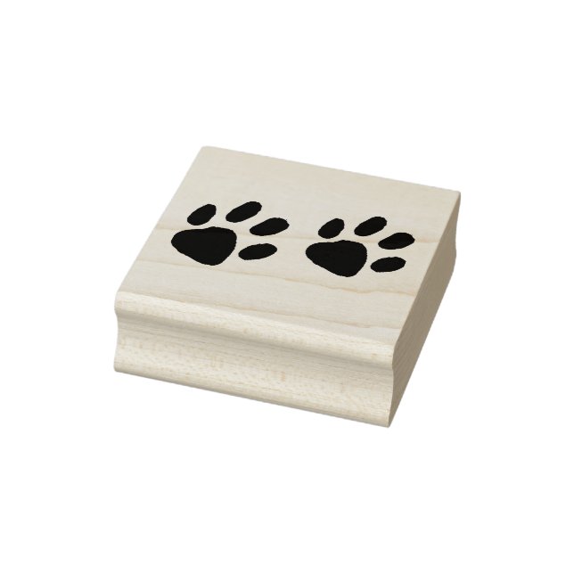 Classic Minimal Animal Paw Prints Silhouette Rubber Stamp (Stamp)