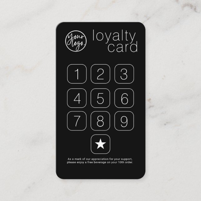 CLASSIC MINIMAL BLACK LOGO BUSINESS LOYALTY CARD  (Front)