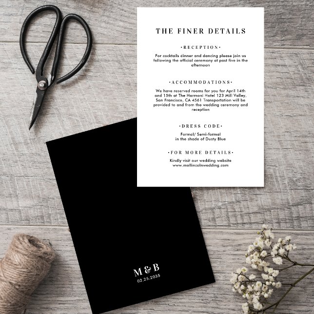 Classic Minimal Black & White Typography Wedding Enclosure Card (Creator Uploaded)