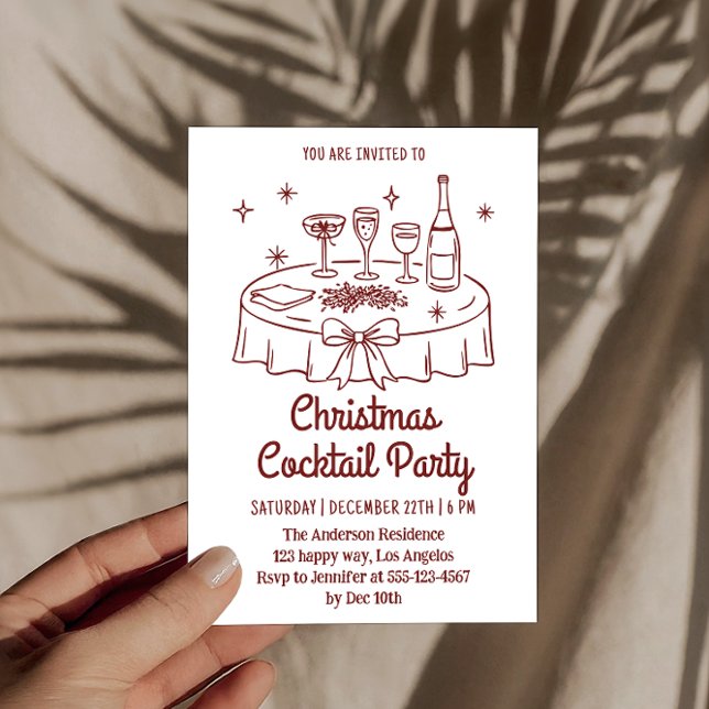 Classic Minimal Christmas Cocktail Party  Invitation (Creator Uploaded)