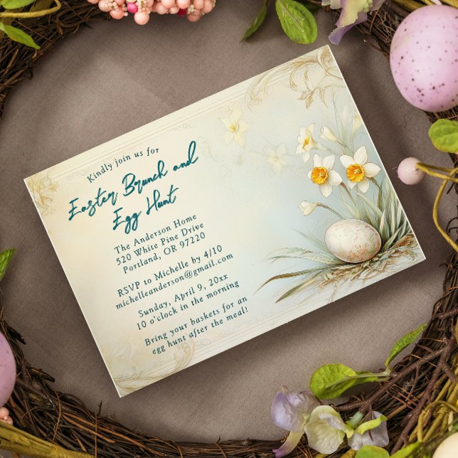 Classic Minimal Easter Brunch and egg hunt Invitation (Creator Uploaded)