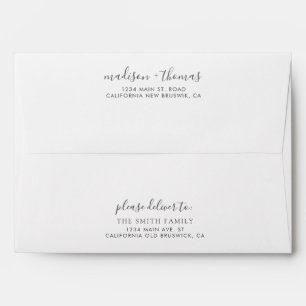 Classic Minimal Grey Calligraphy Wedding Envelope