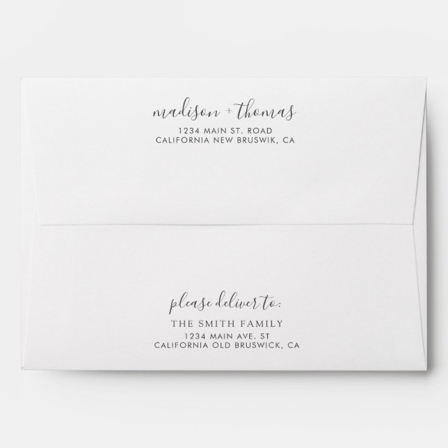 Classic Minimal Grey Calligraphy Wedding Envelope (Back (Top Flap))