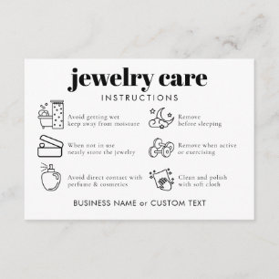 Classic Minimal Jewellery Care Thank You Business  Enclosure Card