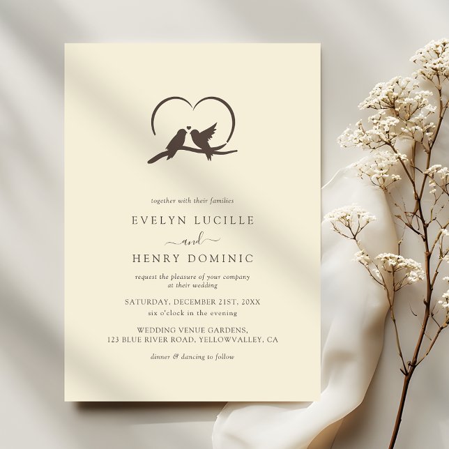 Classic Minimal Lovely birds Romantic Wedding Invitation (Creator Uploaded)