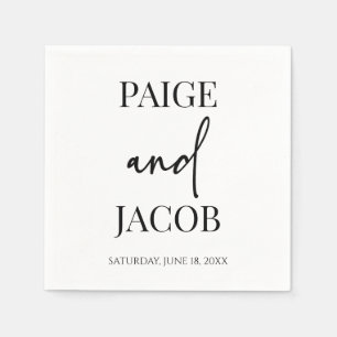 Classic Minimal Minimalist Custom Names Wedding Napkin