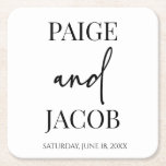 Classic Minimal Minimalist Custom Names Wedding Square Paper Coaster<br><div class="desc">These are Classic Minimal Minimalist Custom Names Wedding Paper Coasters!



minimal simple plain bare basic</div>