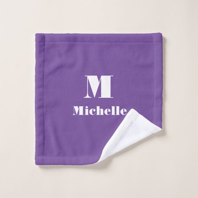 Classic Minimal Modern Name Initial Letter Purple  Wash Cloth (Wash Cloth)