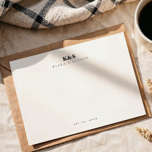 Classic Minimal Monogram Couple Stationery Card