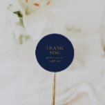 Classic Minimal Navy Blue Gold Thank You Wedding Classic Round Sticker<br><div class="desc">This classic minimal navy blue gold thank you wedding classic round sticker is great for a simple modern romantic and elegant wedding. The dark navy blue colour palette and minimal vintage typography give it a classy chic formal touch. The design is flexible, perfect for a basic contemporary evening, spring, fall,...</div>