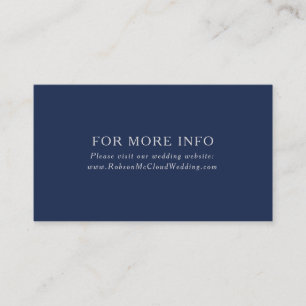 Classic Minimal Navy Blue Silver Wedding Website Enclosure Card