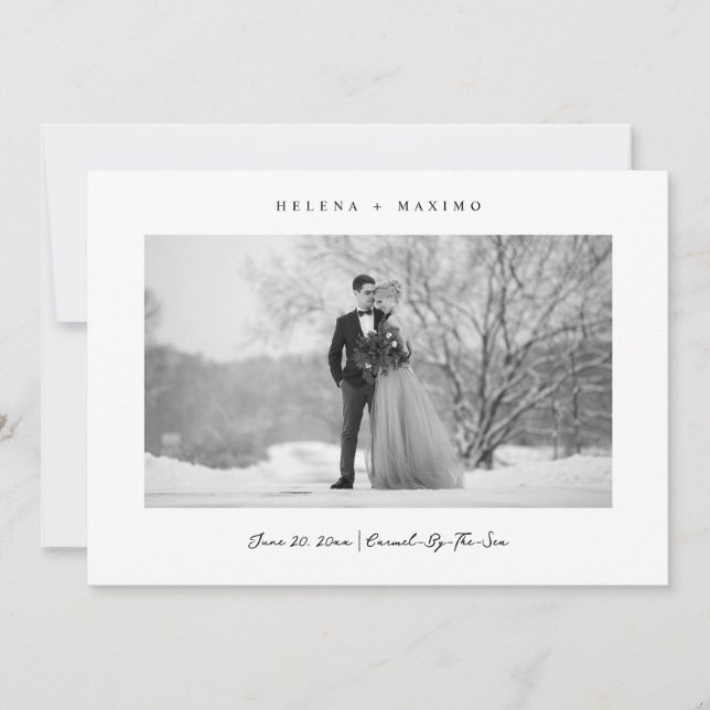 Classic Minimal Photo Black and White Save The Date (Front)