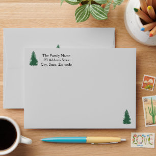Classic Minimal Pine Tree Mail Addressed Name Envelope