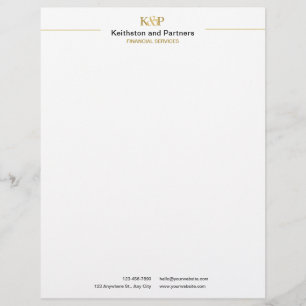 Classic Minimal Professional Financial Services  Custom Letterhead