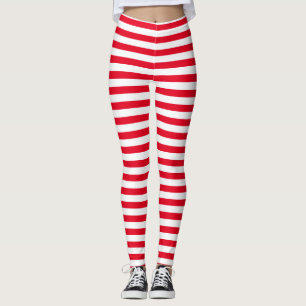 Classic Minimal Red and White Striped  Leggings