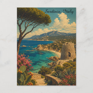 Classic Minimal Sardinia Italy Vintage Travel Postcard