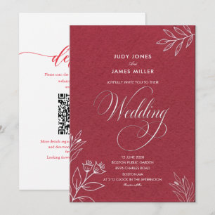 classic minimal simple rustic juice red wedding invitation