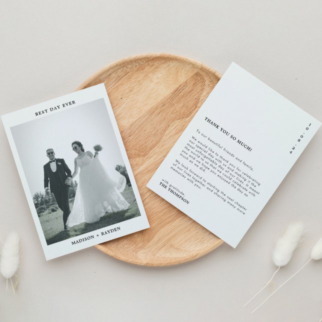 Classic Minimal Typography Photo Wedding Thank You Card (Creator Uploaded)