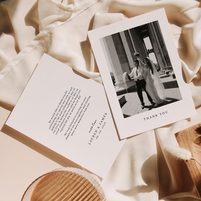 Classic Minimal Wedding Photo Thank You Card (Creator Uploaded)