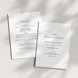 Classic Minimalist All In One Wedding Invitation