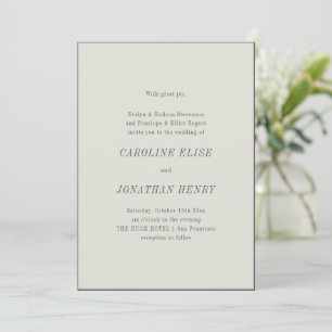 Classic Minimalist Beige Parent Name Wedding Invitation