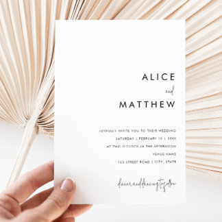 Classic Minimalist Black and White Wedding Invitation